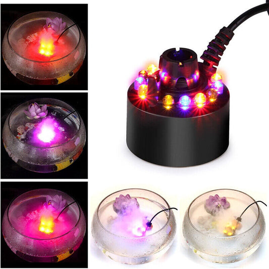 12 LED Ultrasonic Mist Maker Fogger Water Fountain Pond Atomizer Air Humidifier