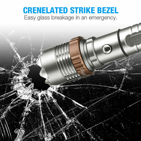 LED Tactical Flashlight Rechargeable LED Super Bright Torch Emergency Light Escape Hammer