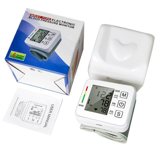 White Portable Blood Pressure Monitor With Integrated LCD Display - One-Key Operation, Irregular Heartbeat Detection