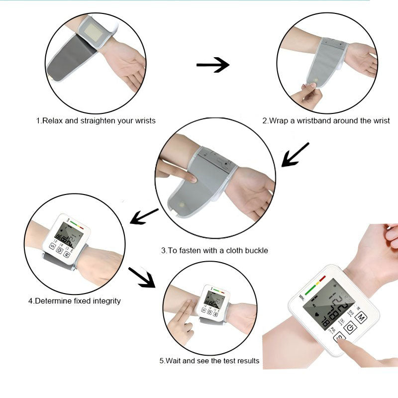 White Portable Blood Pressure Monitor With Integrated LCD Display - One-Key Operation, Irregular Heartbeat Detection