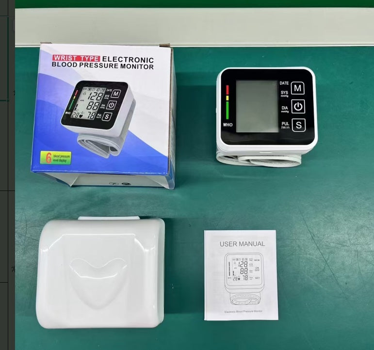 White Portable Blood Pressure Monitor With Integrated LCD Display - One-Key Operation, Irregular Heartbeat Detection