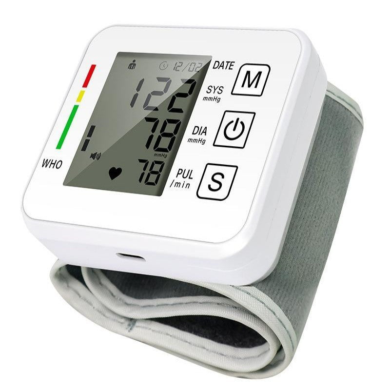 White Portable Blood Pressure Monitor With Integrated LCD Display - One-Key Operation, Irregular Heartbeat Detection