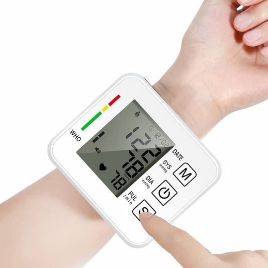White Portable Blood Pressure Monitor With Integrated LCD Display - One-Key Operation, Irregular Heartbeat Detection